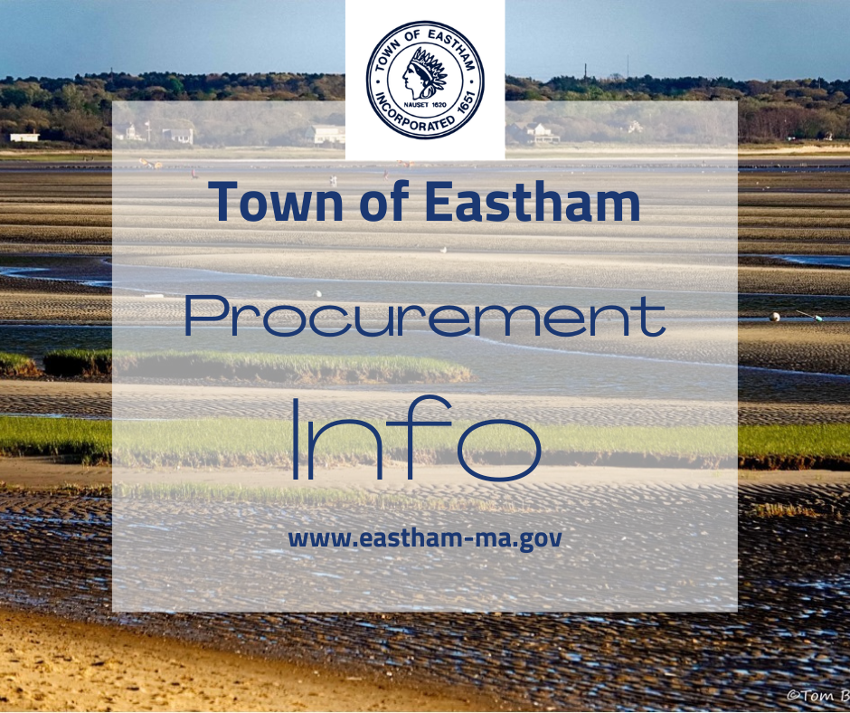 marshy grasses with trees and sky in background text town procurement info