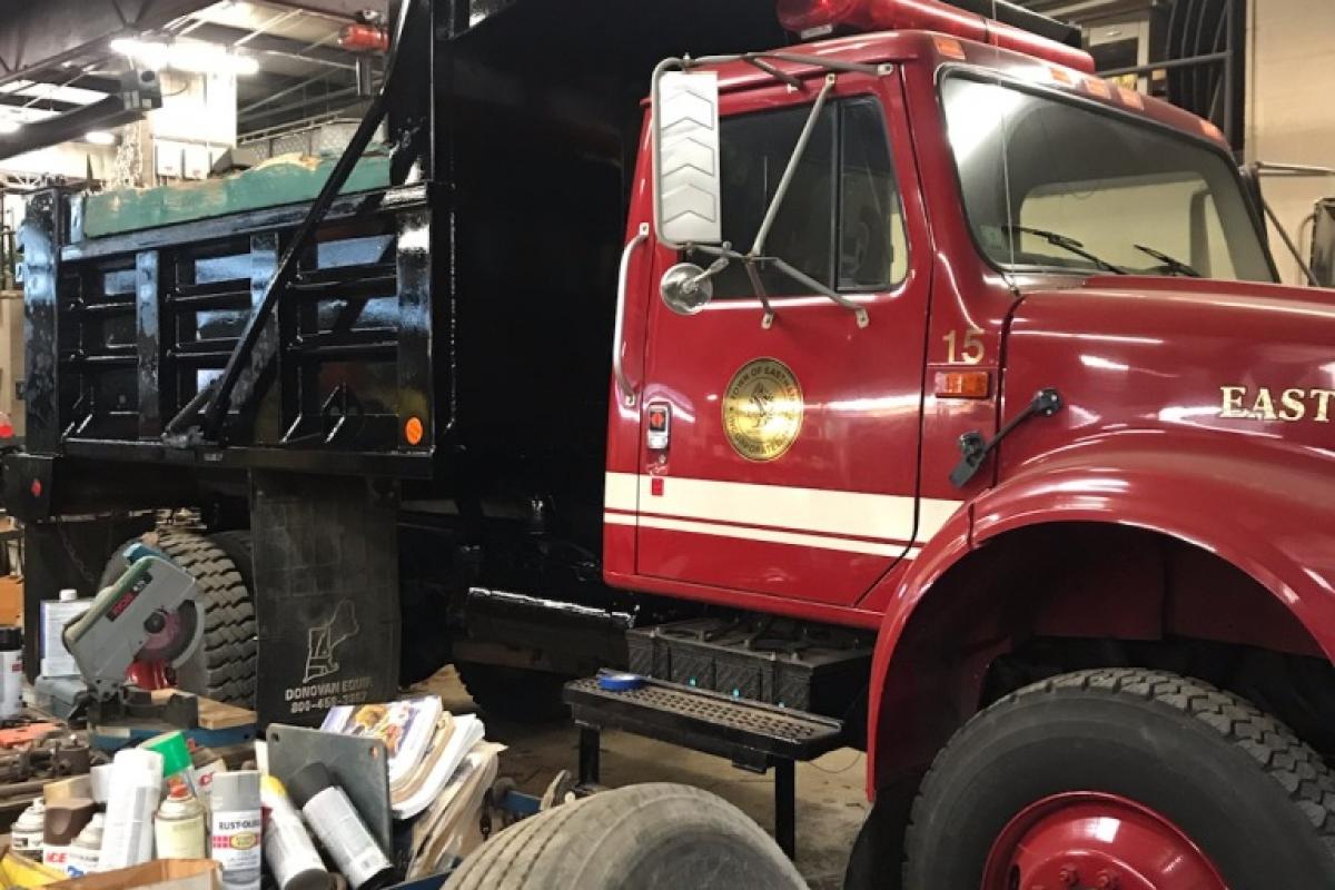 Completed fire truck to dump truck transformation